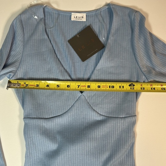 Le Lis Baby Blue Ribbed Knit Bodysuit - Picture 9 of 11